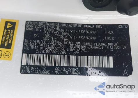 2015 Lexus Rx 350 from USA, damaged, VIN 2T2ZK1BA3FC183966